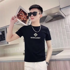 夏季短袖T恤男装修身潮流体恤2025新款精神小伙潮牌刺绣半袖衣服，男装T恤，电商B212（原钱塘6029）