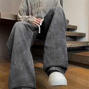 8XL-M牛仔裤美式潮牌复古水洗做旧特大码直筒宽松长裤NZ9009/P58图片