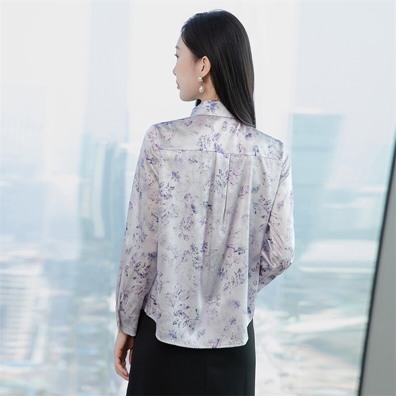 印花重磅真丝衬衫女长袖2026春装暗扣宽松衬衣小衫丝绸真丝上衣,女装衬衫,阿舍尔精品