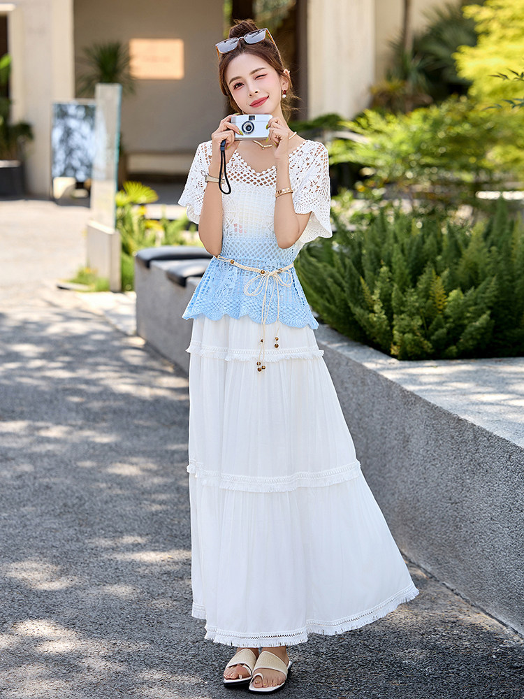 流苏边蛋糕裙A字半裙夏季2025新款小个子设计感垂坠感半身裙长裙,商品下架区,悠米