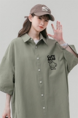 中性风23新款夏季时尚美式百搭宽松翻领衬衫短袖CS110P35控58，男装T恤，A247A