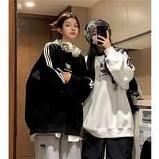 主推中性风潮美式拼接织带绣花情侣卫衣运动外套男女H866P58，女装短外套，电商A341