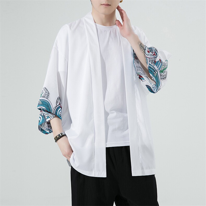 风夏季冰丝防晒服印花七分袖男宽松披风999p40,男装防晒衣,星座815（原A203）