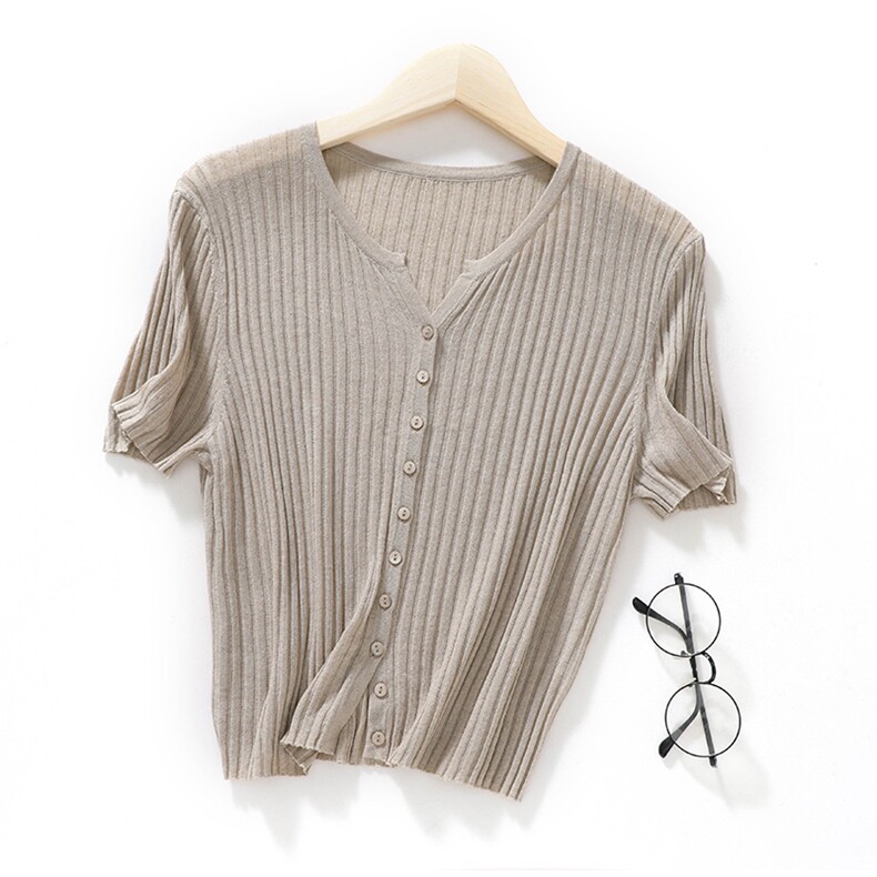 时尚女士亚麻坑条短袖T恤简约百搭显瘦上衣舒适透气夏季，女装T恤，东远绒业