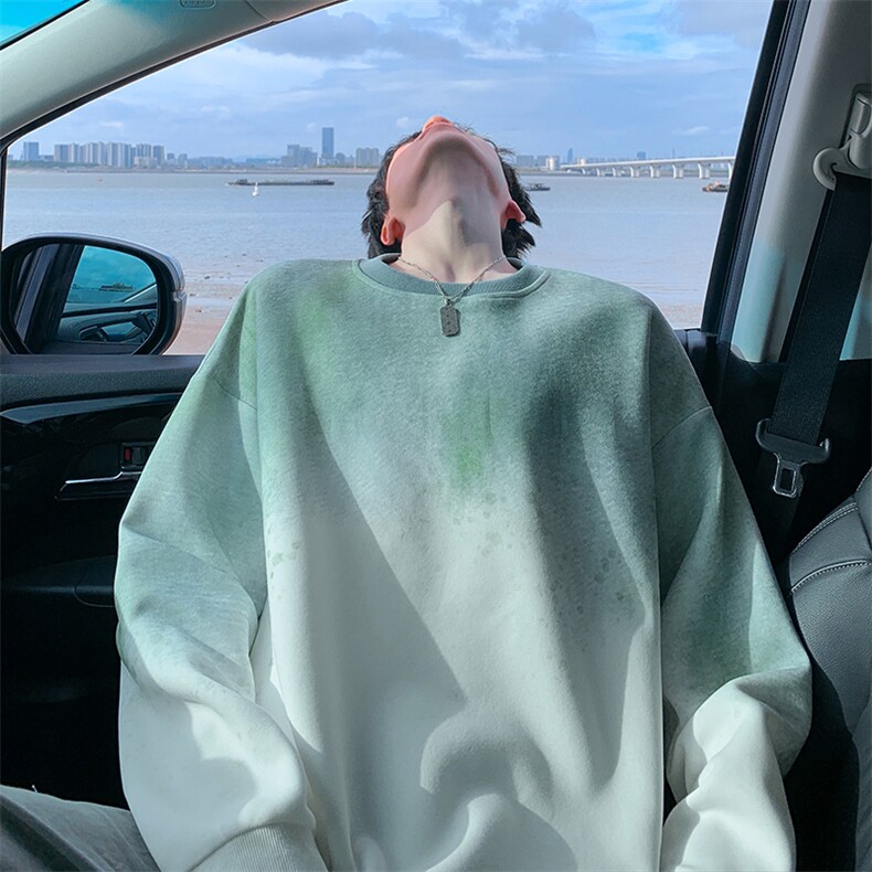 特批P40无差价秋季420g重磅华棉美式渐变扎染大码长袖卫衣男W5439,男装卫衣,电商A001