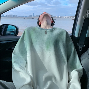特批P40无差价秋季420g重磅华棉美式渐变扎染大码长袖卫衣男W5439图片