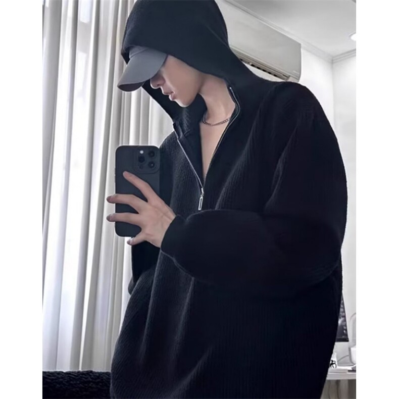 半拉链连帽毛衣男款秋冬季宽松慵懒风针织衫休闲外套M6516，男装针织衫/毛衣，星座1116A（原606A-3）
