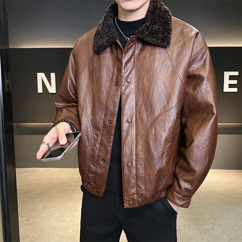 皮毛一体加绒加厚皮衣外套男士泰迪毛棉衣801-P215(控券后298),男装皮衣,电商B338
