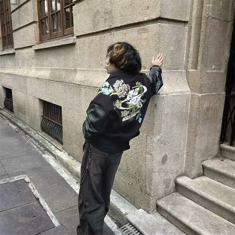 【有货】DJK89-P75美式街头花卉花环刺绣飞行夹克男潮棒球服,男装夹克,星座603-2