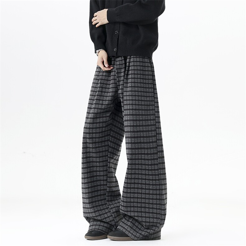 【现货】XZ1218XK061特价P56毛呢格纹宽松西裤休闲裤，男装西裤，星座1218（原611-3）