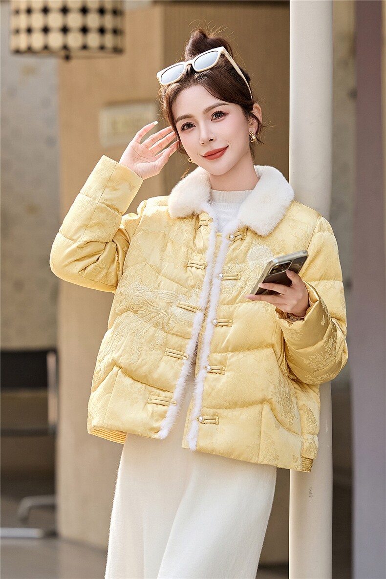 优雅风羽绒服女冬季2025年新款白鸭绒加厚保暖外套,女装羽绒服,悠米