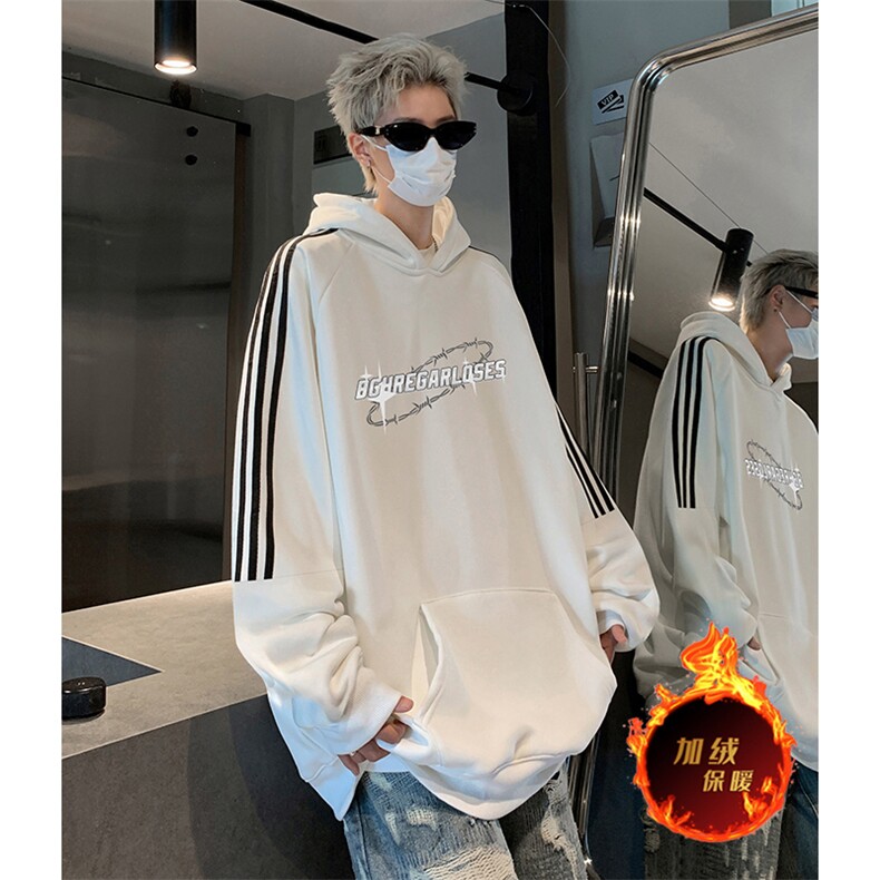 抖音得物供货提供视频秋冬重磅美式宽松织带连帽卫衣0488,男装卫衣,电商A486