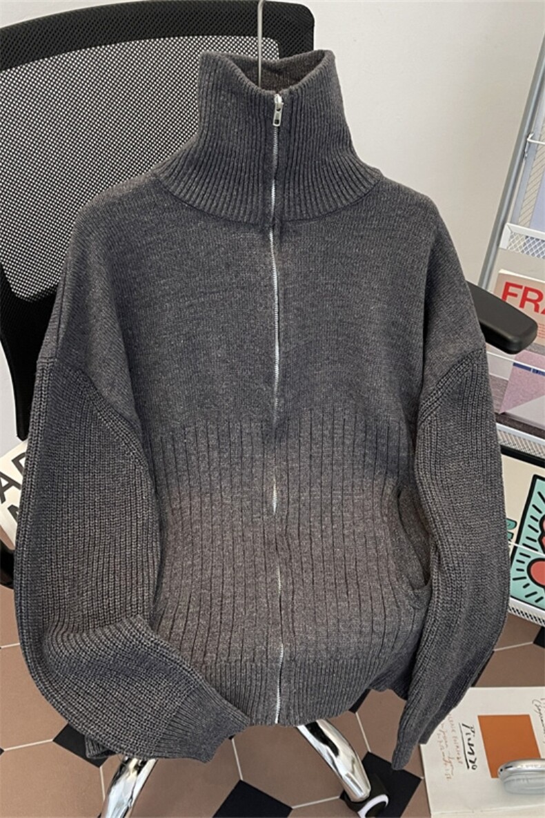新款高领针织衫高品质北极绒拉链毛衣开衫男装外套MY415H-P62,男装针织衫/毛衣,电商A227A