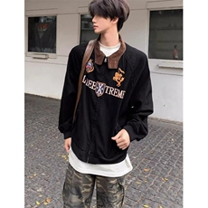 哈灵顿夹克男女做旧刺绣宽松撞色翻领工装外套JK9601，男装夹克，星座1116A（原606A-3）