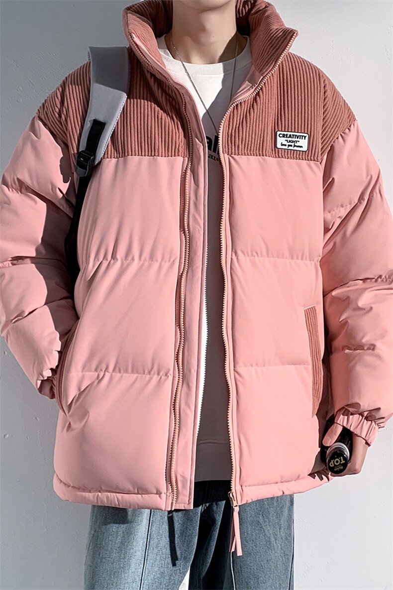 冬季青少年灯芯绒立领拼接外套休闲百搭面包服棉服5302-P78,男装棉衣,电商B306