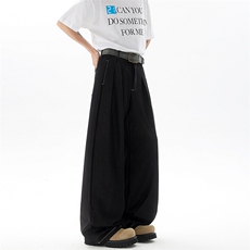 8XL-M冰丝仿牛仔裤男百搭简约阔腿宽松弯道直筒休闲裤男K9150，男装休闲裤，电商D206-1