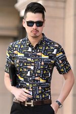 19大码衬衫男新款花纹衬衫男短袖衬衫男青年花衬衫QT5030/783p33，男装衬衫，电商A012