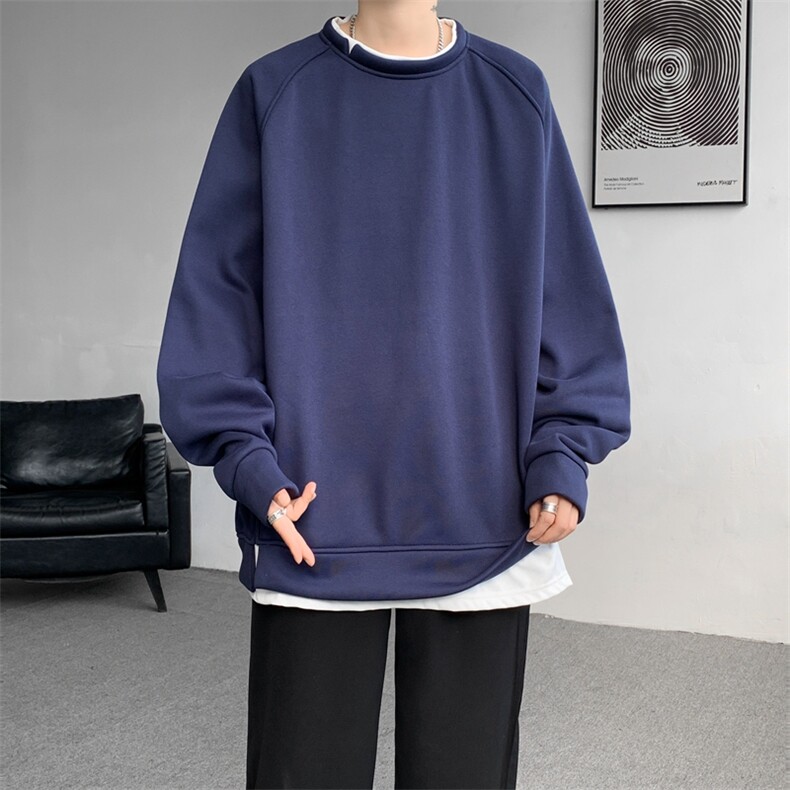 8XL-M假两件卫衣加肥加大码重磅拼接外套圆领套头WY5103P55加绒65,女装短外套,电商B238