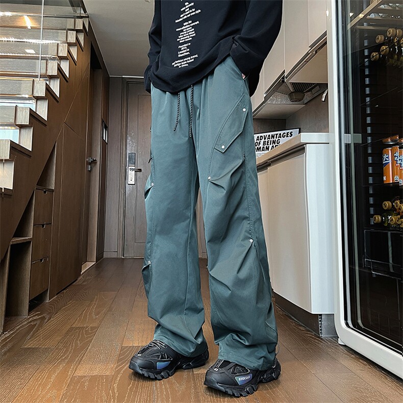 港风K677-P55M-6XL秋季新款大码vibe防水工装铆钉长裤,男装工装外套,星座109-1