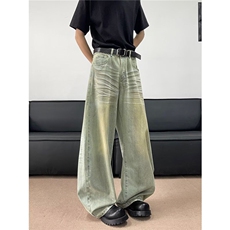 高街牛仔裤男女韩版潮流扎染宽松帅气2025夏季ins长裤RK2616-P55，男装牛仔裤，星座412-3