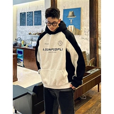 潮牌撞色插肩连帽卫衣男女秋冬宽松套头慵懒chic外套WF4208，男装卫衣，星座1116A（原606A-3）