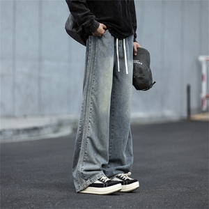 903-YK28 -特P65    S-3XL  条纹织带 牛仔裤【蓝色  黑色】4图片