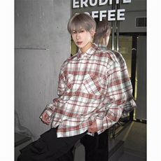 202-P362025秋冬复古磨毛格子长袖衬衫休闲情侣慵懒风百搭男女，男装衬衫，电商B323A