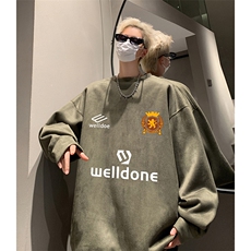 抖音得物供货提供视频秋冬重磅美式麂皮绒圆领卫衣JY383，男装卫衣，电商A486