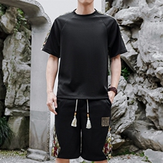 夏季T恤套装拼接刺绣休闲运动套装短裤风潮A266-TZ9958-P50，男装牛仔裤，电商A266