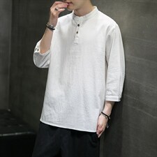 风春夏新款棉麻短袖t恤男宽松大码七分袖QT6008-1/T064/P45，男装T恤，电商A008