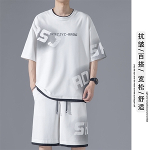 2025 夏季新款 无影墙大码假两件冰丝套装M-5X HQ25443-P65图片