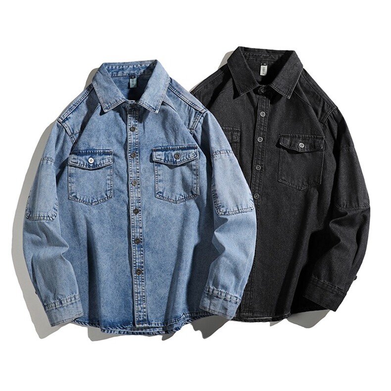 2025秋季复古休闲简约水洗长袖工装牛仔夹克外套JK8112，男装工装外套，星座1108