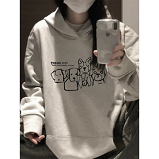 C310-P55手绘线条狗印花连帽卫衣学生情侣男女上衣，男装卫衣，星座617A-2