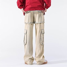工装牛仔裤男韩版多口袋高街2024冬季新款ins宽松长裤RK1218-P70，男装牛仔裤，星座412-2