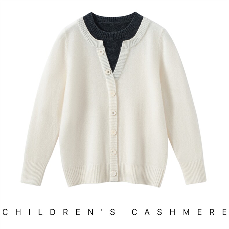 2025新款男女通用儿童假两件舒适，童装儿童羊绒衫，圣极绒童装