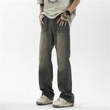 C315-G3022现货高品质高街复古重工洗水猫须马骝牛仔裤(P65限89)2，男装牛仔裤，电商C315