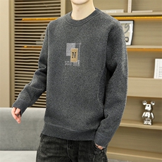 圆领毛衣男加绒加厚一体绒卫衣秋冬季保暖毛线针织衫7015-P28，男装针织衫/毛衣，星座1706