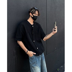文艺青春流行潮ins潮流衬衫新款百搭标准夏季男时尚五分袖，男装衬衫，星座716-4