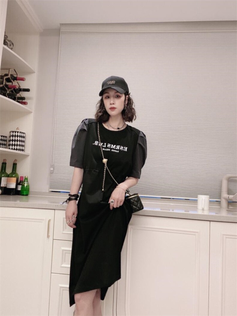 拼色连衣裙，女装连衣裙，可纳奇