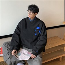 2026港风刺绣字母小熊卫衣男大码M-5XL情侣潮卫衣WY8745P60控88，男装卫衣，星座227-7