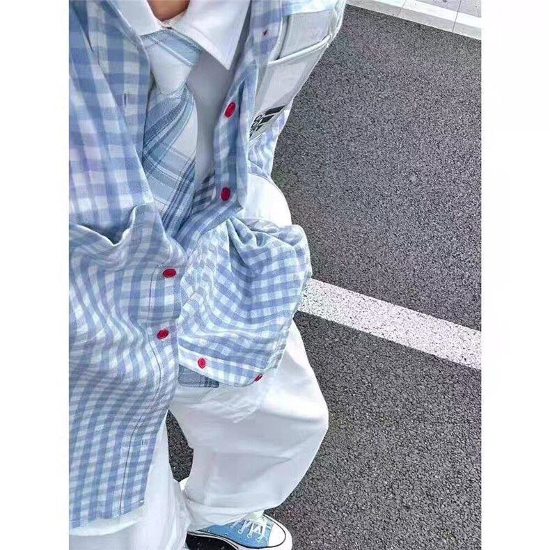红扣日系轻奢格子衬衫ZC084-特批38,男装衬衫,星座313A(原308A-2)