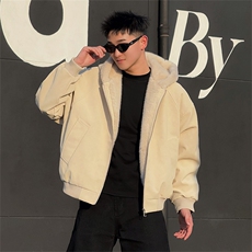 AY131/P158控208冬季社会小伙百搭加绒重磅连帽座山雕外套男白首，女装短外套，星座305B-1