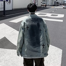 GENIOLAMODE工装牛仔外套男士春秋季水洗做旧夹克翻领高级感潮流，男装夹克，星座1116A-1（原606A）