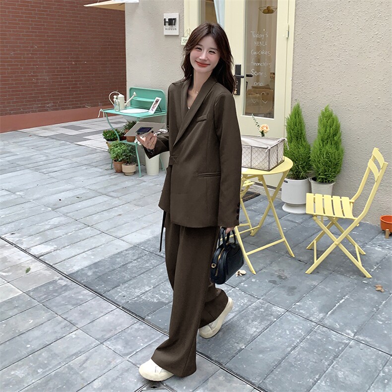高级感西装套装女2025春季新款小个子炸街穿搭一整套阔腿裤两件套,女装套装/套裙,2C110