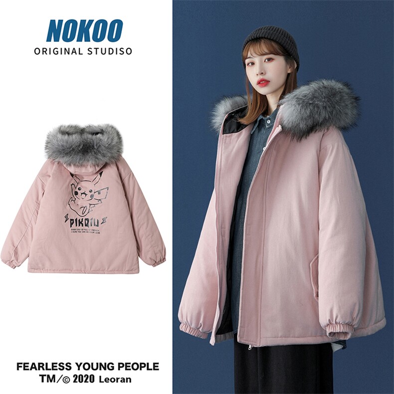 MM48078-P130 冬季大毛领棉衣女港风加厚保暖棉袄女派克服图片