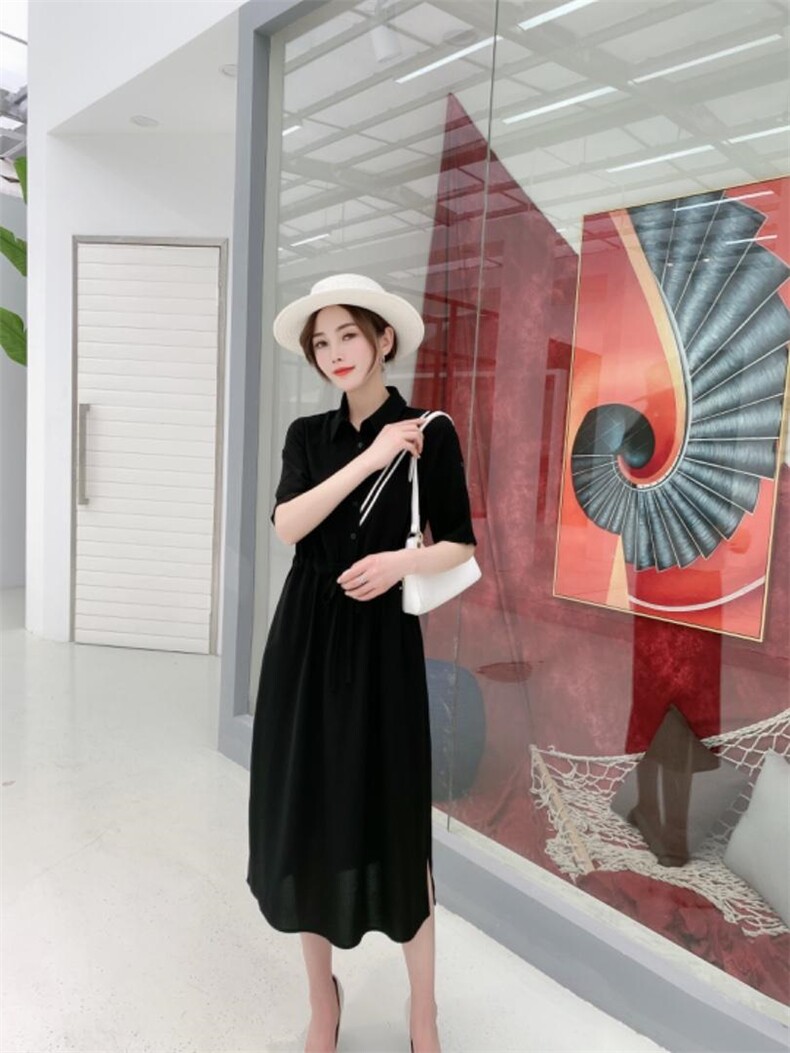 【现货】夏季新款纯色休闲收腰显瘦连衣裙，女装连衣裙，名怡