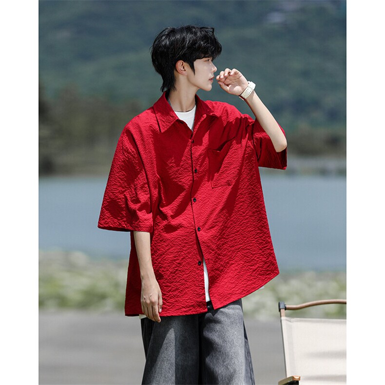 8XL-M泡泡纱盐缩肌理短袖衬衫男夏季冰丝外套防晒衬衣DC28011P36,男装衬衫,电商B312