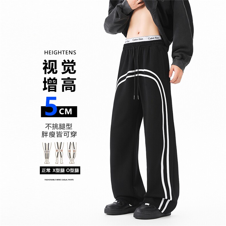 SJ-311B-1-9005-P45控79秋冬重磅垂感创意运动卫裤阔腿直筒长裤,男装休闲裤,星座311B-1