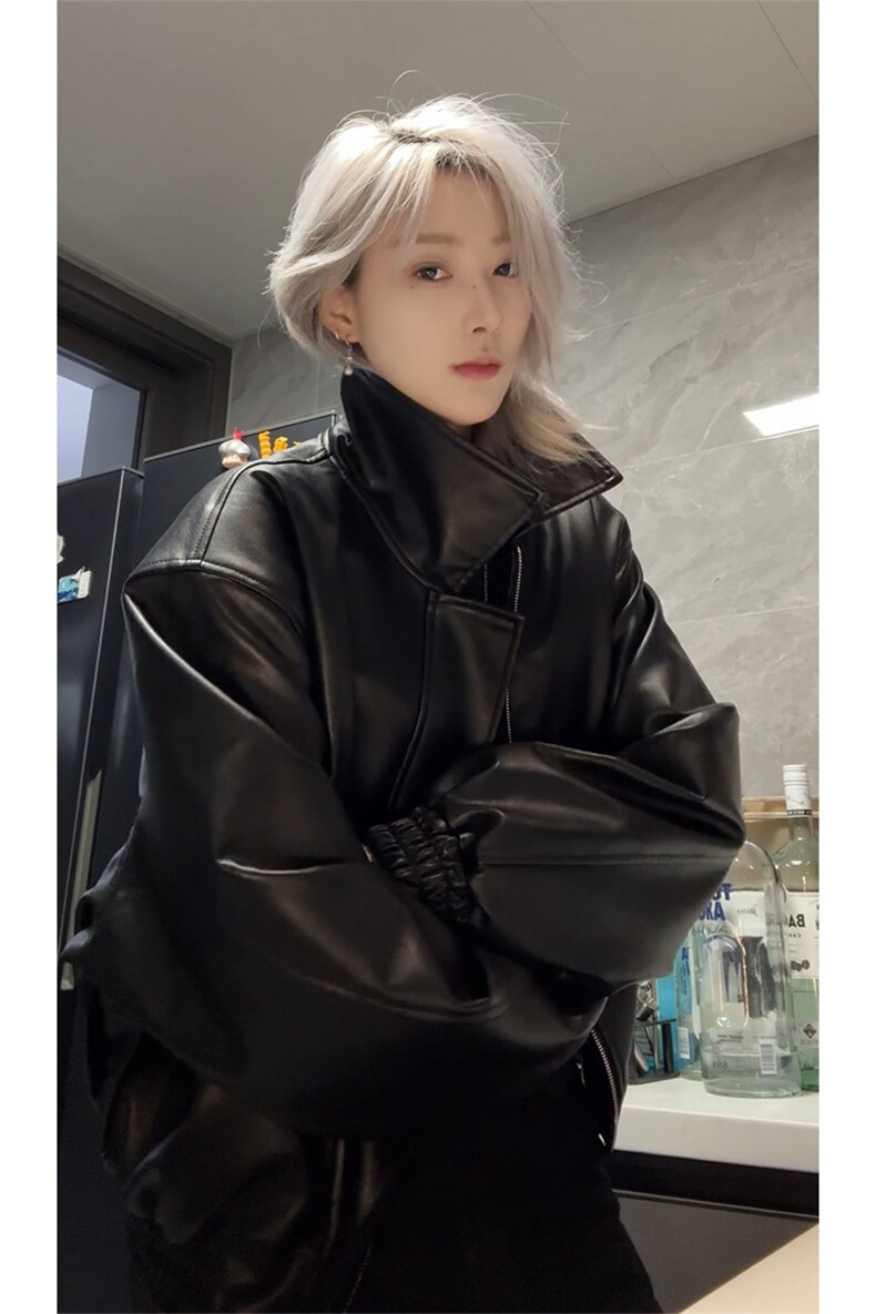 秋冬cleanfit短款垫肩外套美式潮流复古皮衣男女夹克JK3652-特P78,男装夹克,电商B295