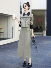 西装连衣裙女2025春秋新款高级感气质法式小香风两件套长袖职业裙，女装套装/套裙，依如秀(原杭风阁)